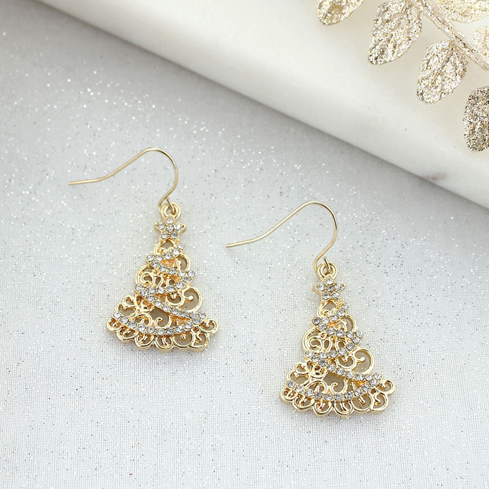 Gold & Crystal Tree Earrings