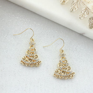 Gold & Crystal Tree Earrings