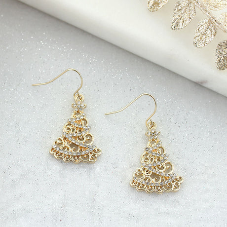 Gold & Crystal Tree Earrings