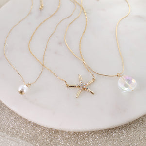 Gold Starfish Trio Necklace Set