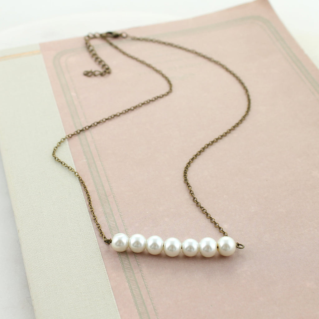 20 - 22” Pearl Bead Bar Necklace