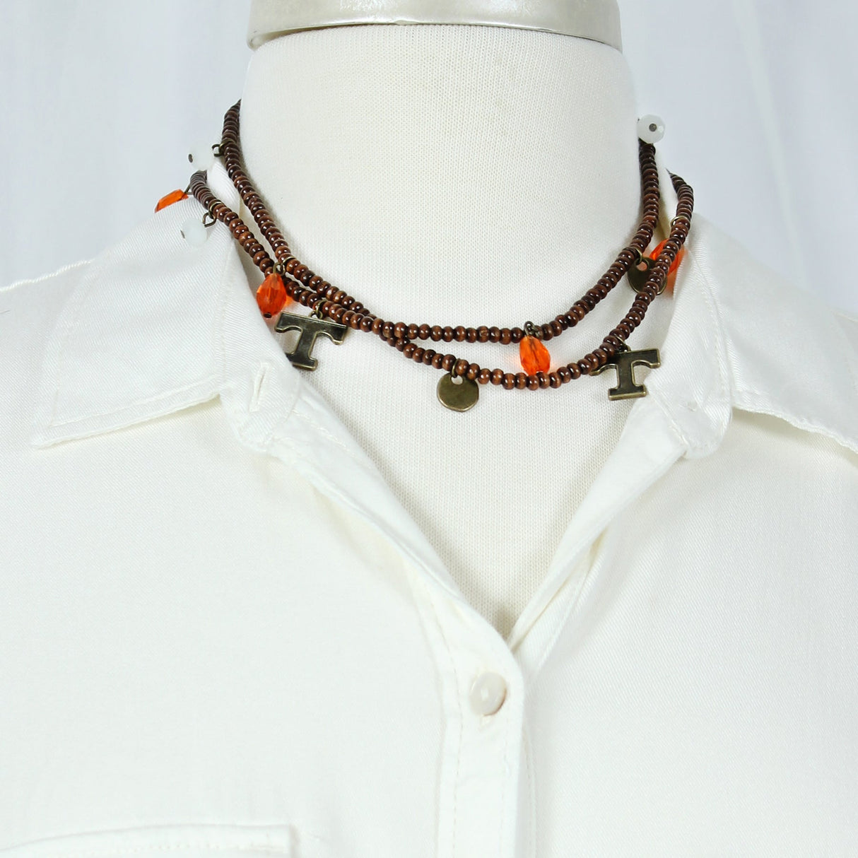 Tennessee Wood Bead Stretch Necklace/Bracelet