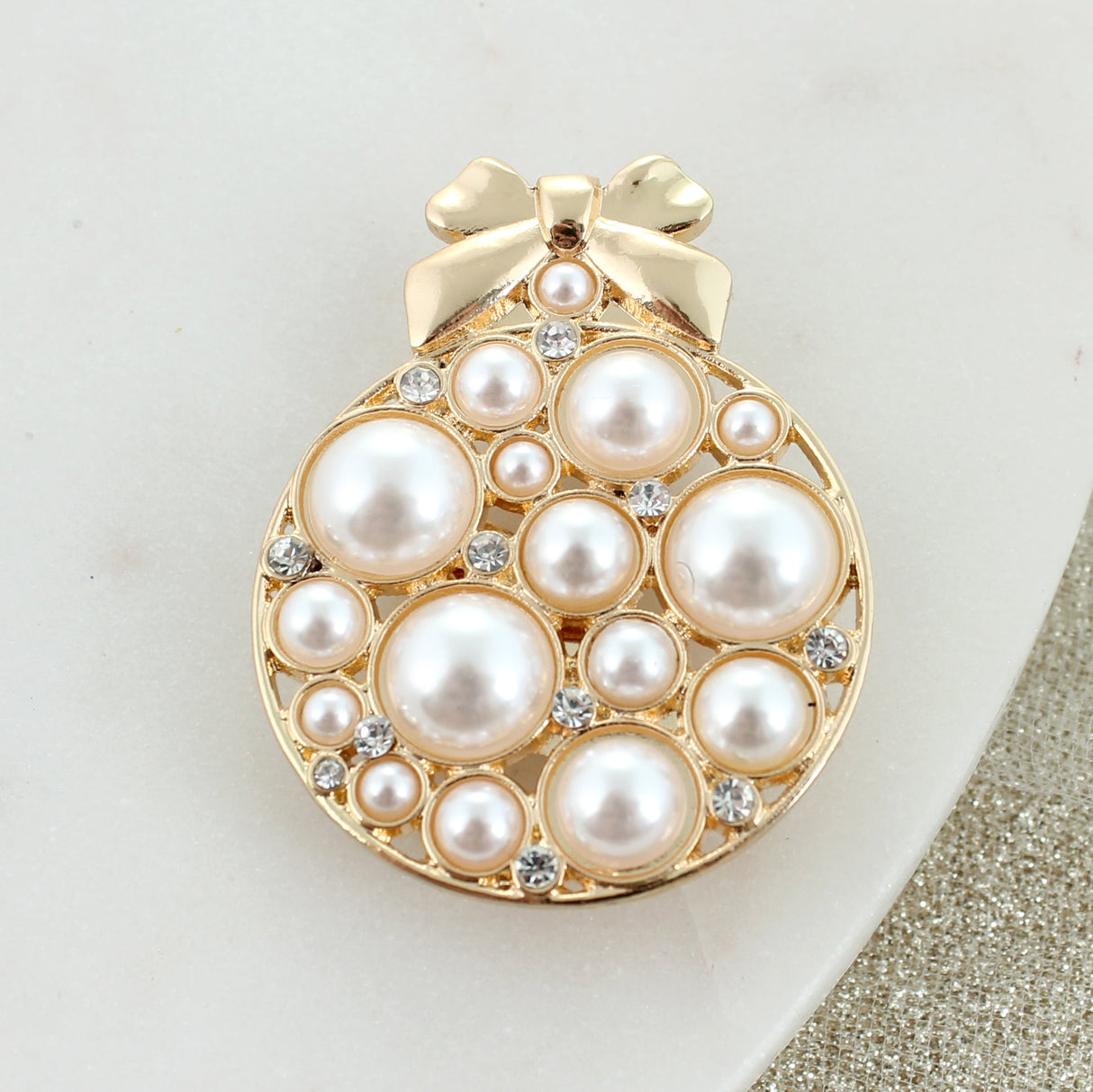 Gold Pearl & Crystal Ornament Pin/Pendant