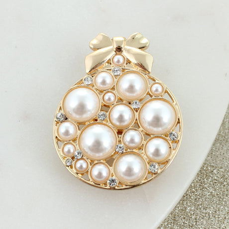 Gold Pearl & Crystal Ornament Pin/Pendant