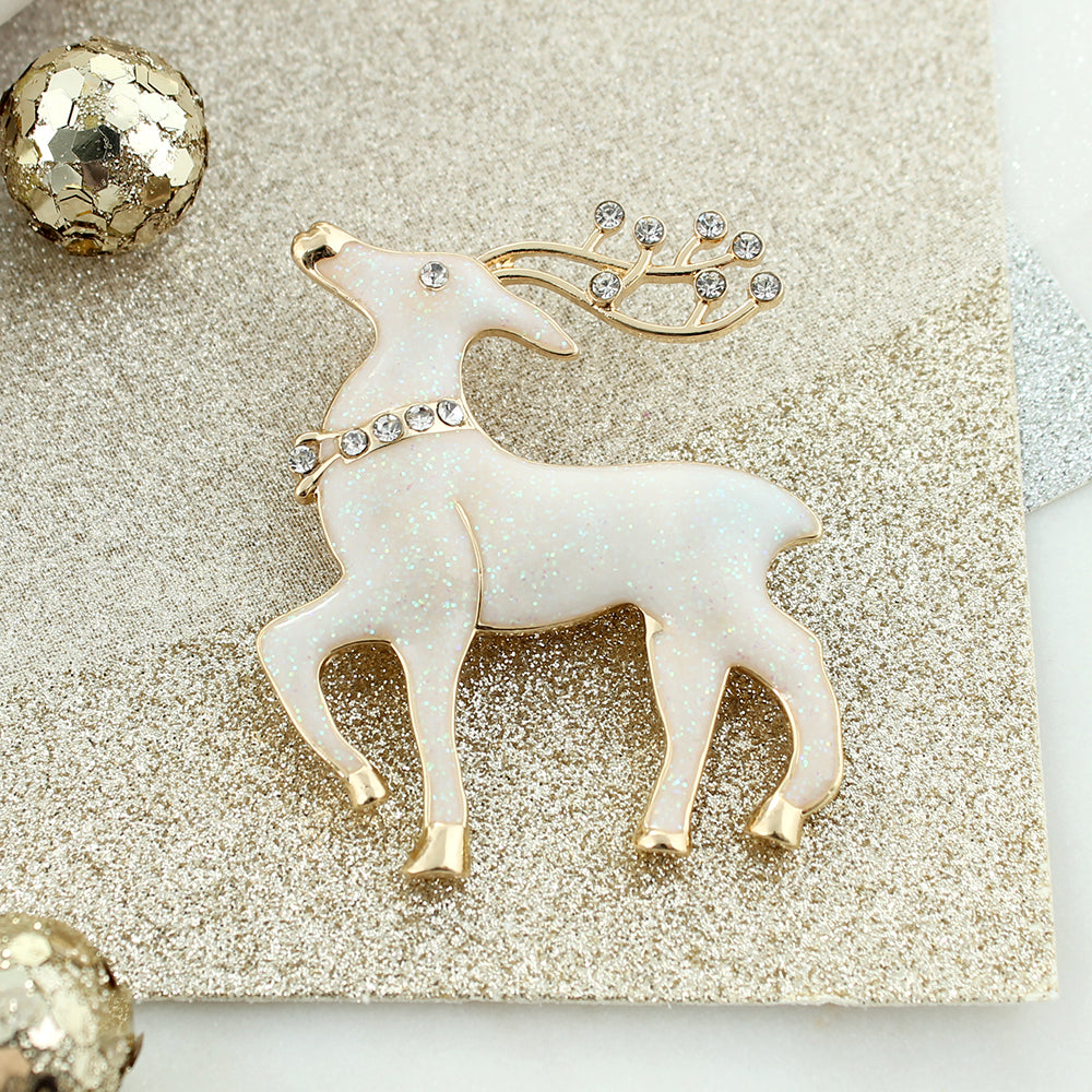 Gold Glitter Reindeer Pin/Pendant