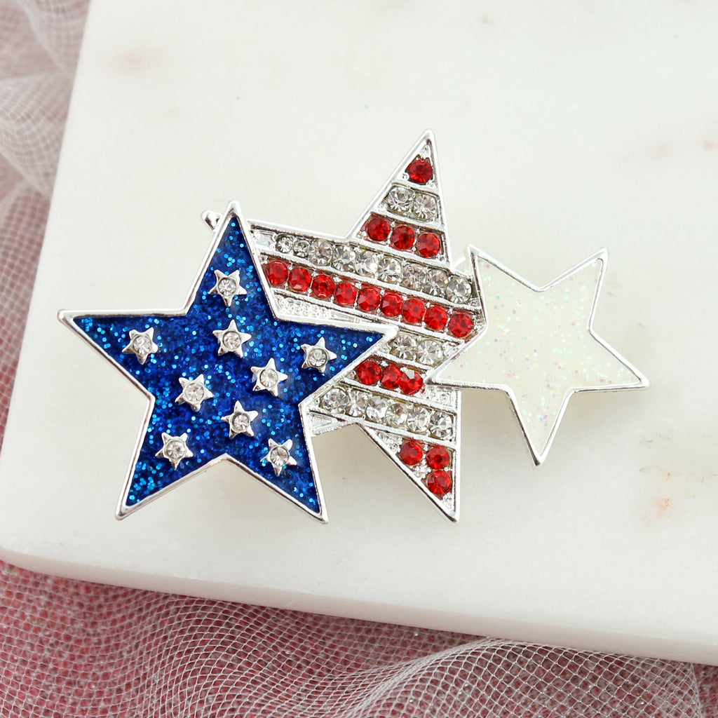 Patriotic Crystal Stars Pin/Pendant