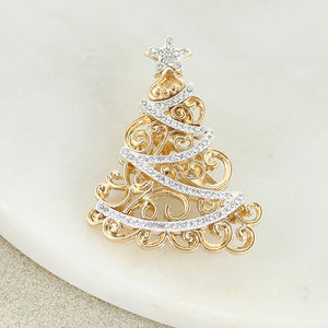 Gold & Silver Crystal Tree Pin/Pendant