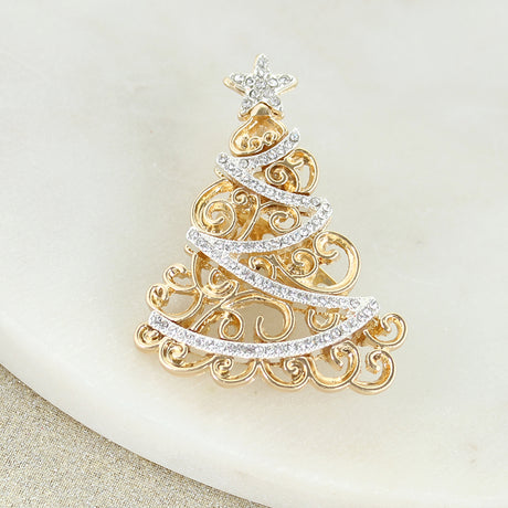 Gold & Silver Crystal Tree Pin/Pendant