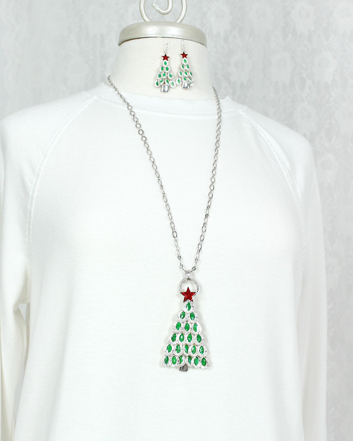 Dangle Leaf Christmas Tree Earrings