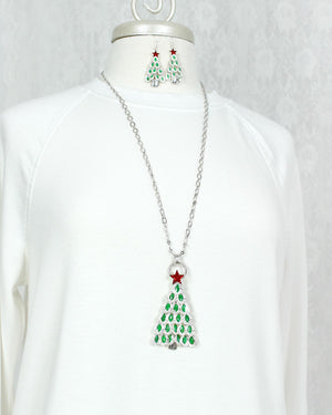 Dangle Leaf Christmas Tree Earrings