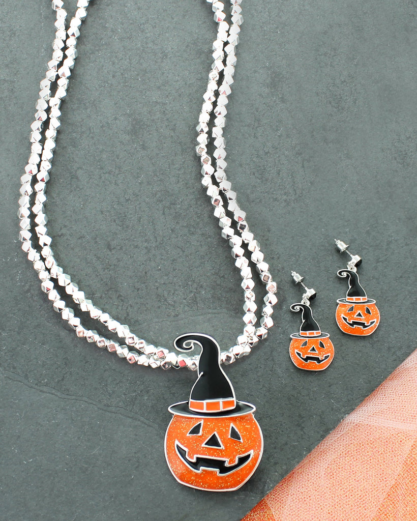 Enamel Witch Hat Jack-O-Lantern Halloween Earrings